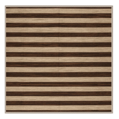 Tapis brun à rayures horizontales lavable à la machine
