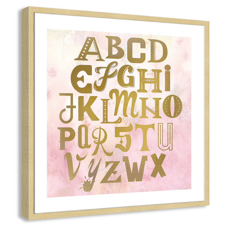 Abc Pink ', impression sur papier, Encadré de boîte champagne, H 26,5 po x l 26,5 po x P 1,18 po