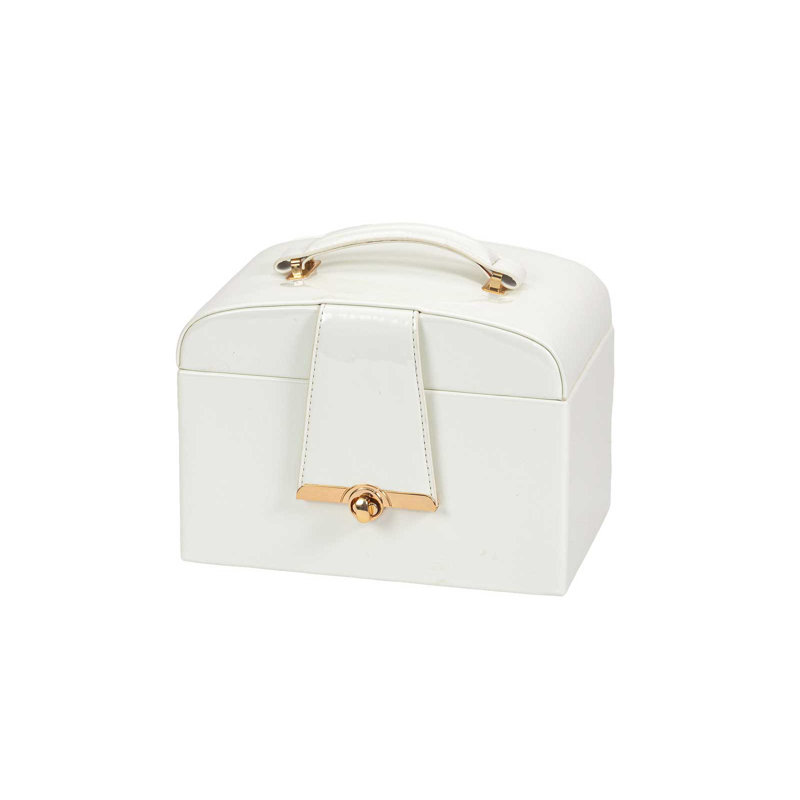 White Patent Faux Leather Jewellery Box +