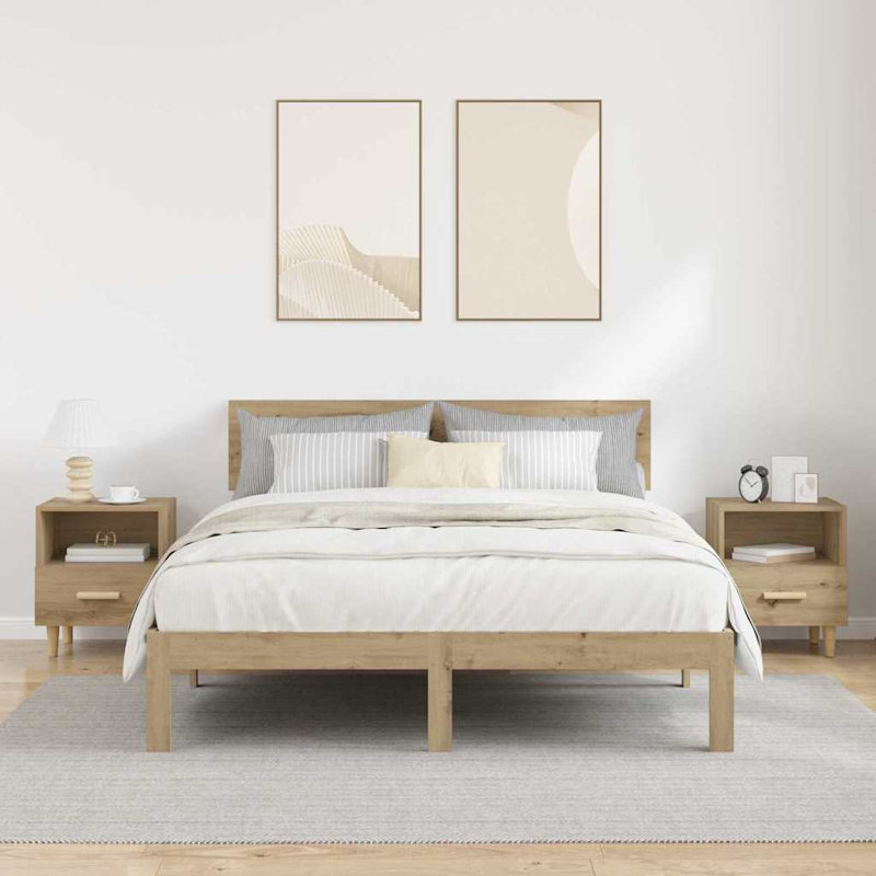 40cm W Manufactured Wood Bedside Table, Artisan Oak