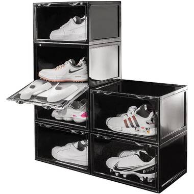 Letusto Shoe Storage Box Organizers 6 Pair Stackable Shoe Storage Box