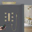 Système de douche thermostatique à télécommande en or brossé avec fonctions multiples