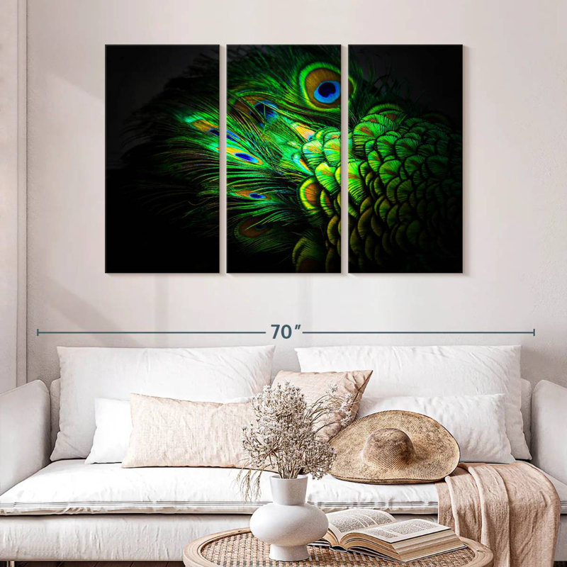 Brampt Emerald Peacock Feather, 32" H x 50" W