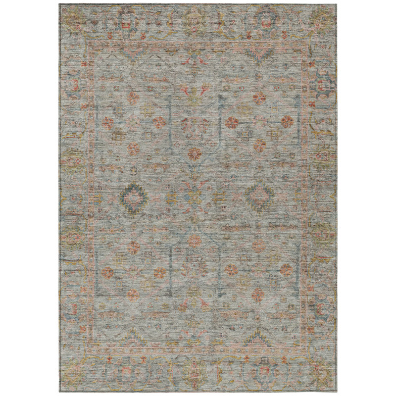 Tapis extérieur lavable floral taupe 9 'X 12' Taupe