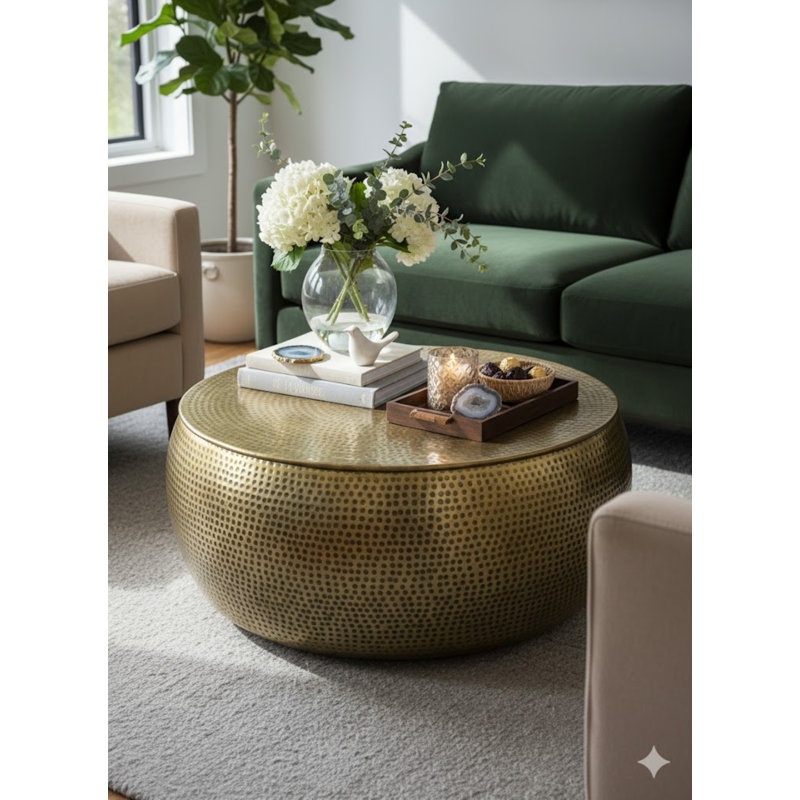 Table basse Geinbow Drum, Brass Antique