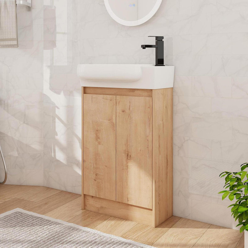 23" Bathroom Vanity With Sink, Freestanding Bathroom Vanity With Soft Close Door And Adjustable Shelf, Beige