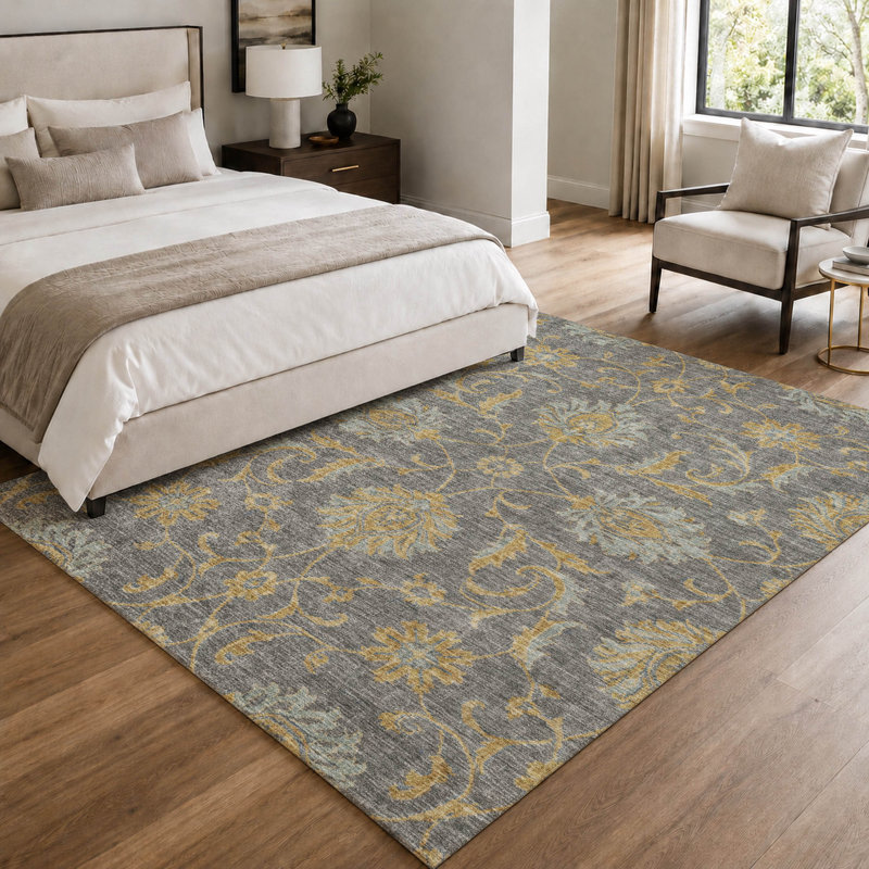 Tapis lavable à la machine intérieur / extérieur ACN2966, Gris, 10 pi x 14 pi