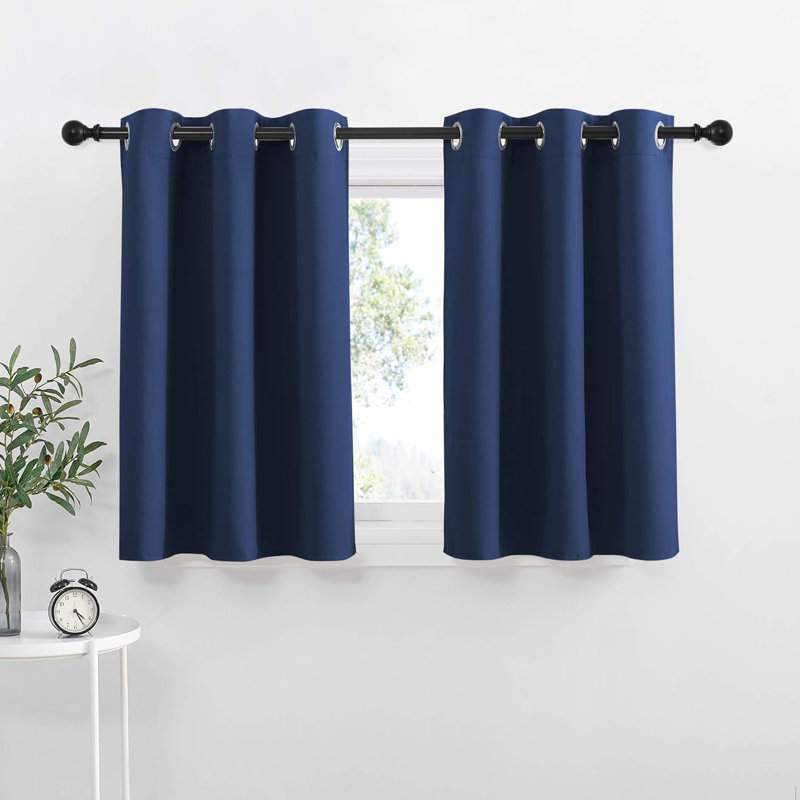 NICETOWN Blackout Small Window Valances, Rustic Farmhouse Curtains Grommet Top Thermal Insulated Window Drapes for Kitchen/Bathroom/Basement, 2 Panels.