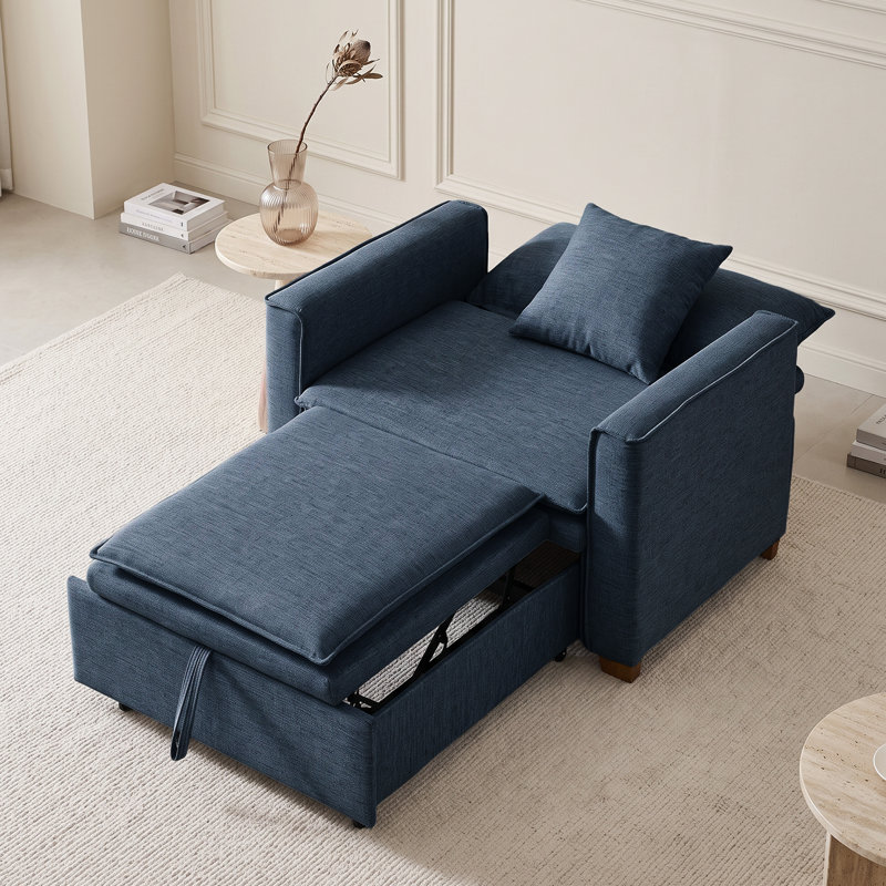 Fauteuil d'appoint convertible 3 en 1, fauteuil-lit multifonctionnel pour petits espaces, Dark Blue