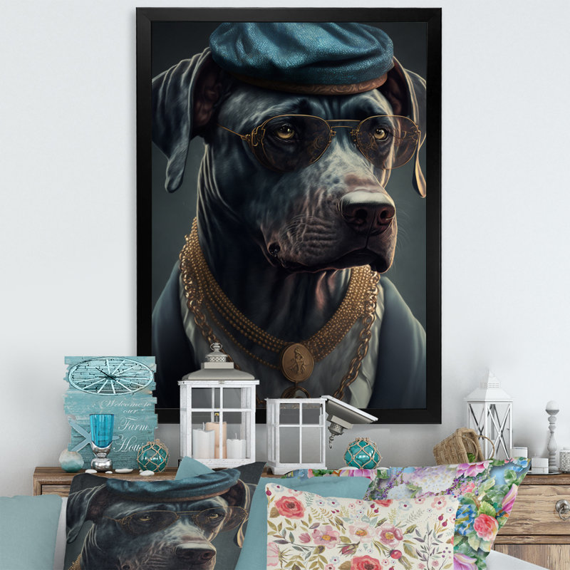 «Mafia Dog I», impression sur toile, Cadre photo noir, H 32 po x l 24 po x P 1 po