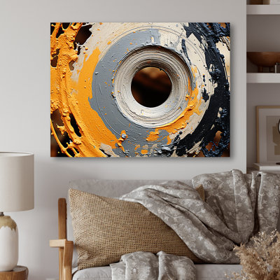 Modern Grey And Yellow Stone Spiral - Abstract Spirals Metal Wall Art