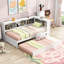 Lit de jour simple avec lit gigogne et rangement - Fentes en bois massif blanc-95154639