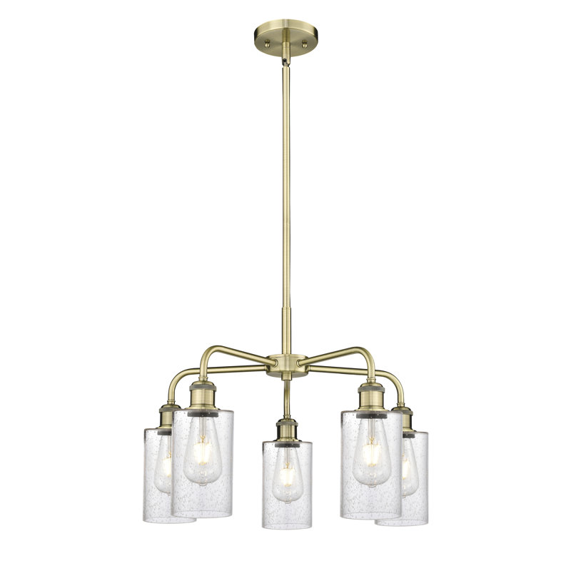 Lustre cylindrique à 5 lumières Ervine, Laiton antique