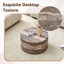 Small Space 23.6-Inch Round Coffee Table, Cylindrical Cave Stone Pattern MDF, Neutral Grey