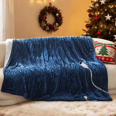 Electric Blanket Soft Ribbed Flannel Heated Blanket with 6 Heat Levels, Heating with 10 Time Settings, 8 hrs Timer Auto Shut Off, GentleSoft™