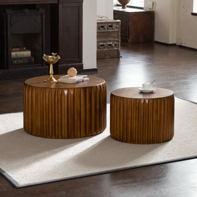 Ensemble de tables basses gigognes cannelées - Design moderne Mid-Century