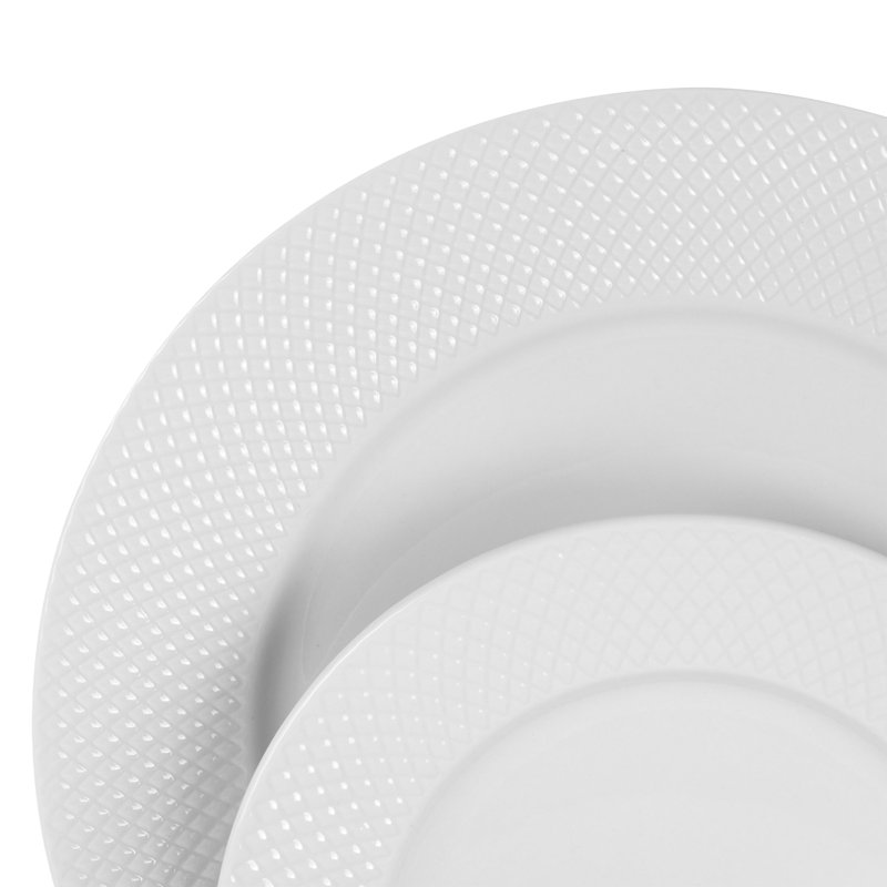 Elama 18-Piece White Porcelain Round Dinnerware Set