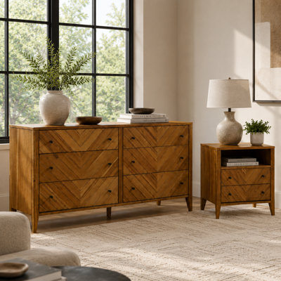 Ensemble de chambre à coucher en bois massif 2 pièces Northborough 