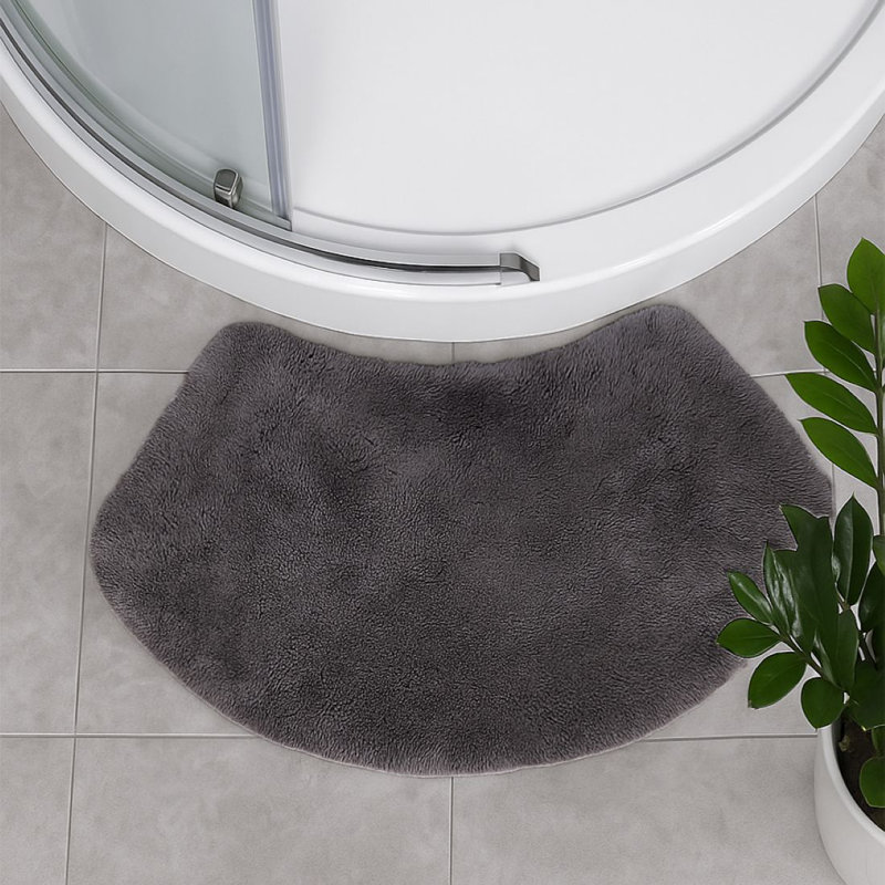 Curved Shower Bath Mat, Charcoal