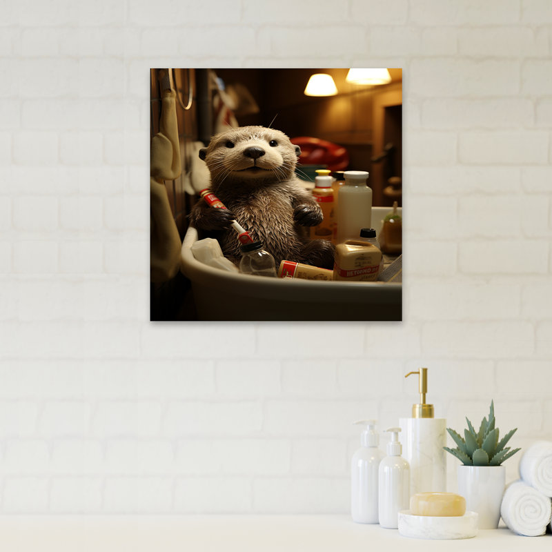 Otters Bathroom Oasis - Art mural de salle de bain, H 20 po x l 12 po x P 1 po