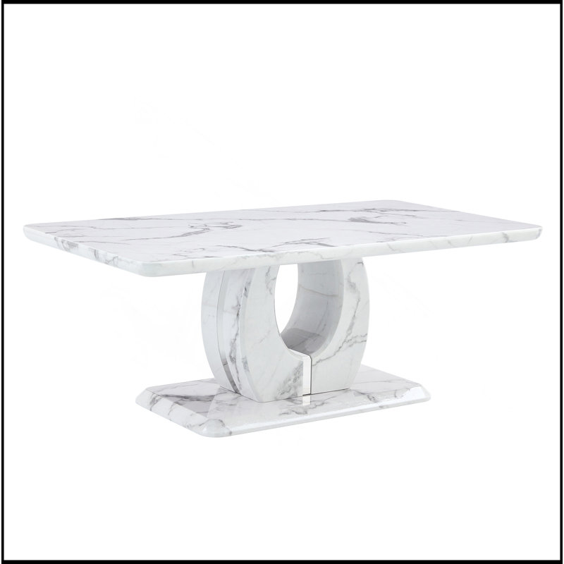 Table basse rectangulaire moderne en MDF à motif de marbre gris minimaliste pour une maison tranquille et confortable