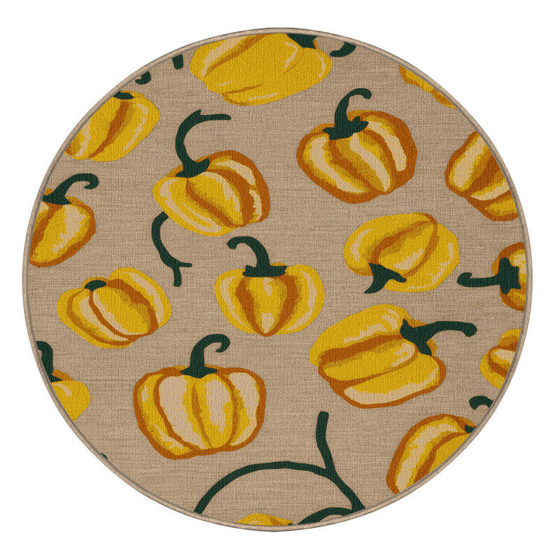 Tapis lavable poivrons et légumes, Rond 7 pi