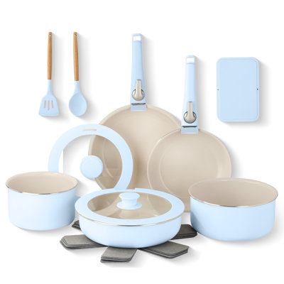 Gotham Steel 18 Piece Detachable Handle Ceramic Nonstick Cookware Set