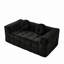 Canapé 66,5 po sans os avec deux coussins décoratifs circulaires, tissu en polyester à poils longs texturé litchi doux pour la peau, canapé à carreaux en mousse à carreaux-1580857834