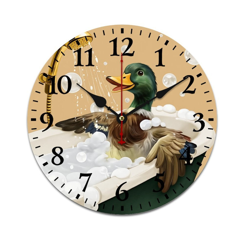Bathing Duck Decorative Wall Clock, 12 X 12 Inch