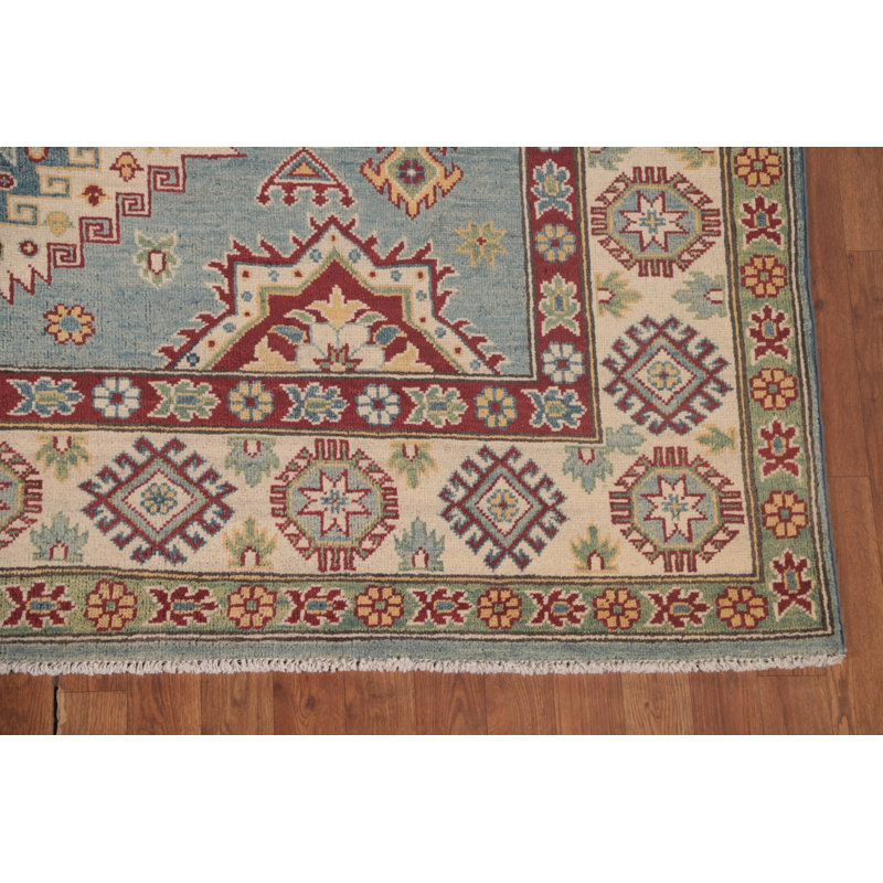 Light Blue Kazak Oriental Area Rug 10