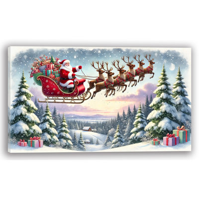 Santa's Twilight Ride - Wrapped Canvas Print