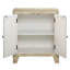 Élégante console avec finition blanche antique et portes en miroir pour l'organisation du salon caché dans le couloir