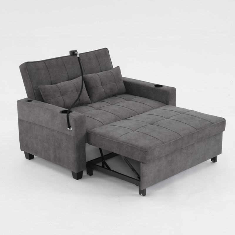 Futon-chaise convertible 3-en-1 avec ports USB