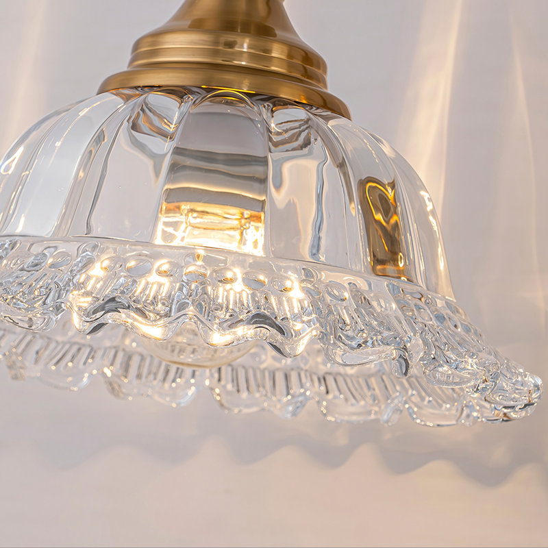 3-Light Vintage Bathroom Vanity Light With Petal-Inspired Glass Shades, Gold