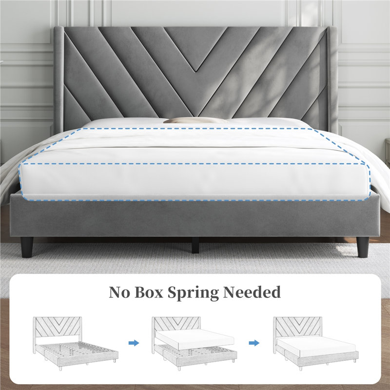 Permelia Upholstered Wingback Bed | Stylish & Comfortable