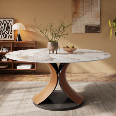 Sculptural X-shaped Mid-century Round Dining Table
