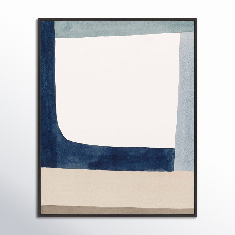 Composition In Blue 1 by Julia Balfour, Black Framed Canvas, 20" H x 16" W x 1.38" D