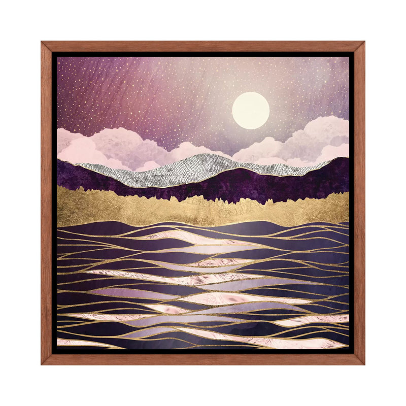 Ondes lunaires - impression, Cadre flottant brun, H 26 po x l 26 po x P 1,5 po