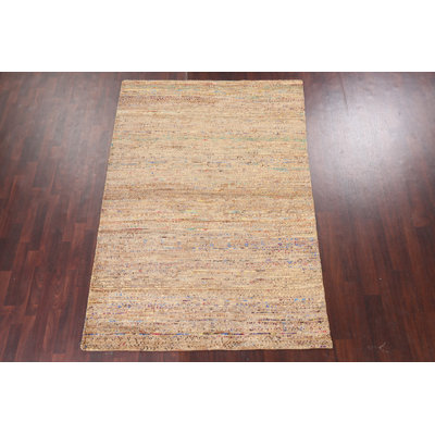 Tapis intérieur / extérieur moderne abstrait noué à la main 6 x 8 po
