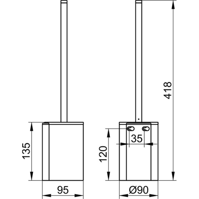 Plan Wall-Mounted Toilet Brush and Holder, White/Chrome