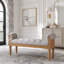 Banc rembourré en bois massif, banc de bout de lit avec accoudoirs roulés, repose-pieds capitonné avec garniture cloutée classique-1826571948