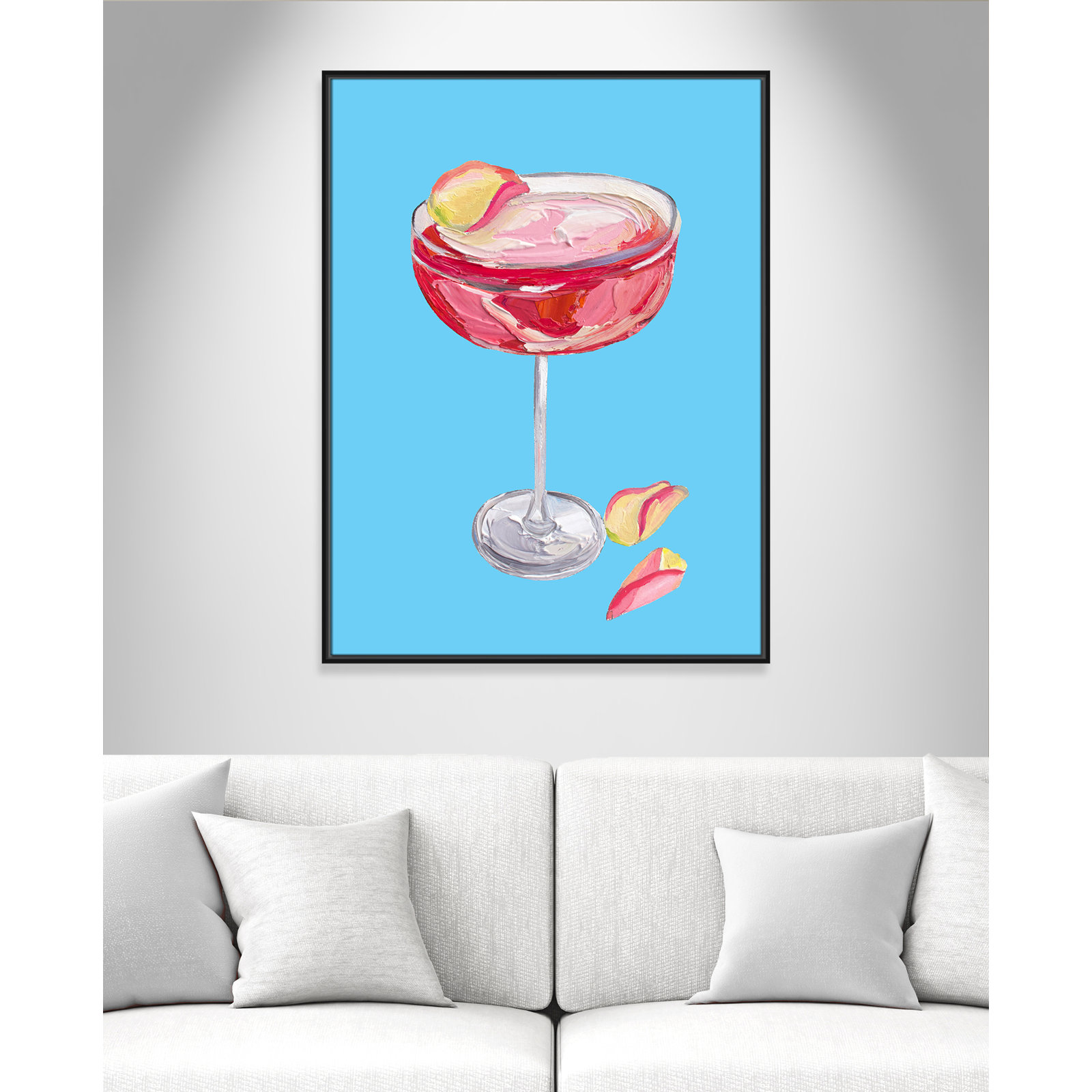 Sparkling Rose Gin Cocktail Print by Straker, Black Floater, 41.5" H x 31.5" W