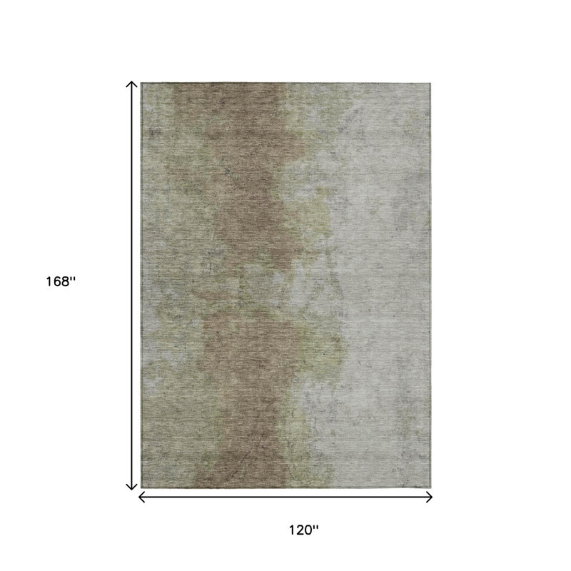 Tapis extérieur lavable abstrait taupe et beige 10 pi x 14 pi