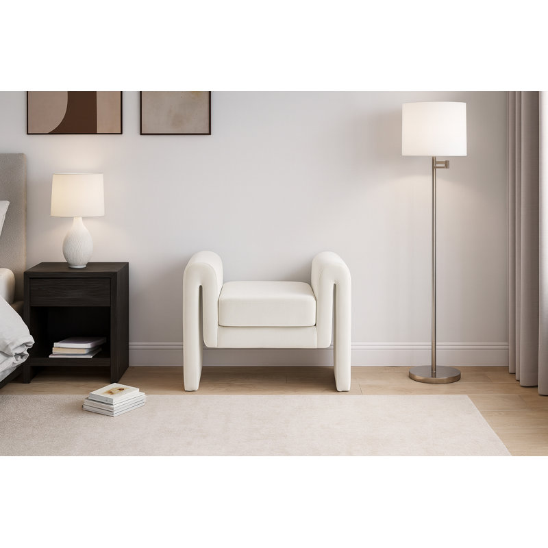 Banc rembourré Sloan, Crème
