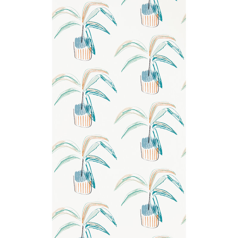 10.05m x 52cm Matte Wallpaper Roll, Tangerine/Mint