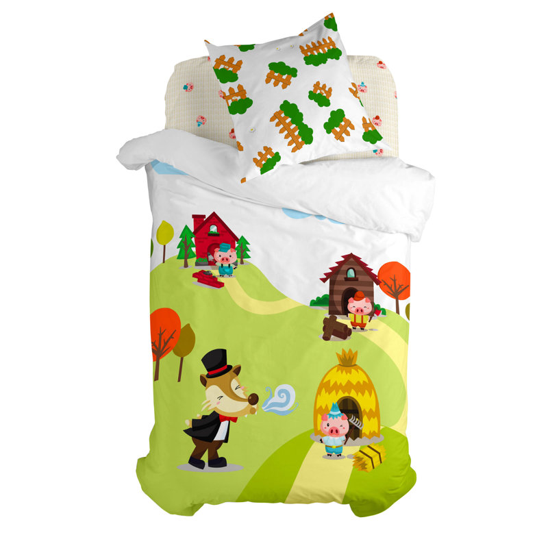 Pugsley Cotton No Pattern Duvet Cover with Pillowcases, Single Duvet Cover + 1 Pillowcase (40 x 40)