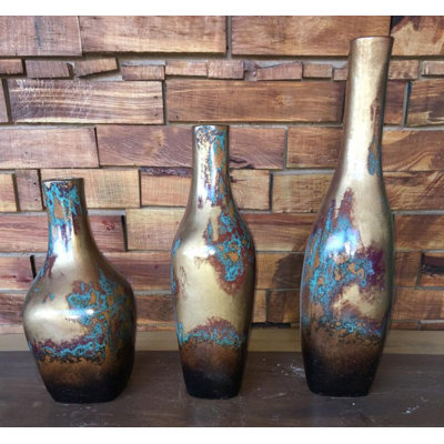 Ensemble de 3 bouteilles décoratives en céramique sauge du désert Demson