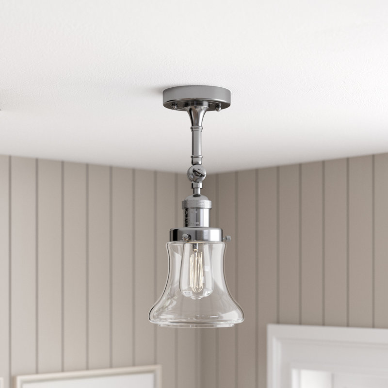 Edda Glass Semi Flush Mount, Polished Chrome, Clear