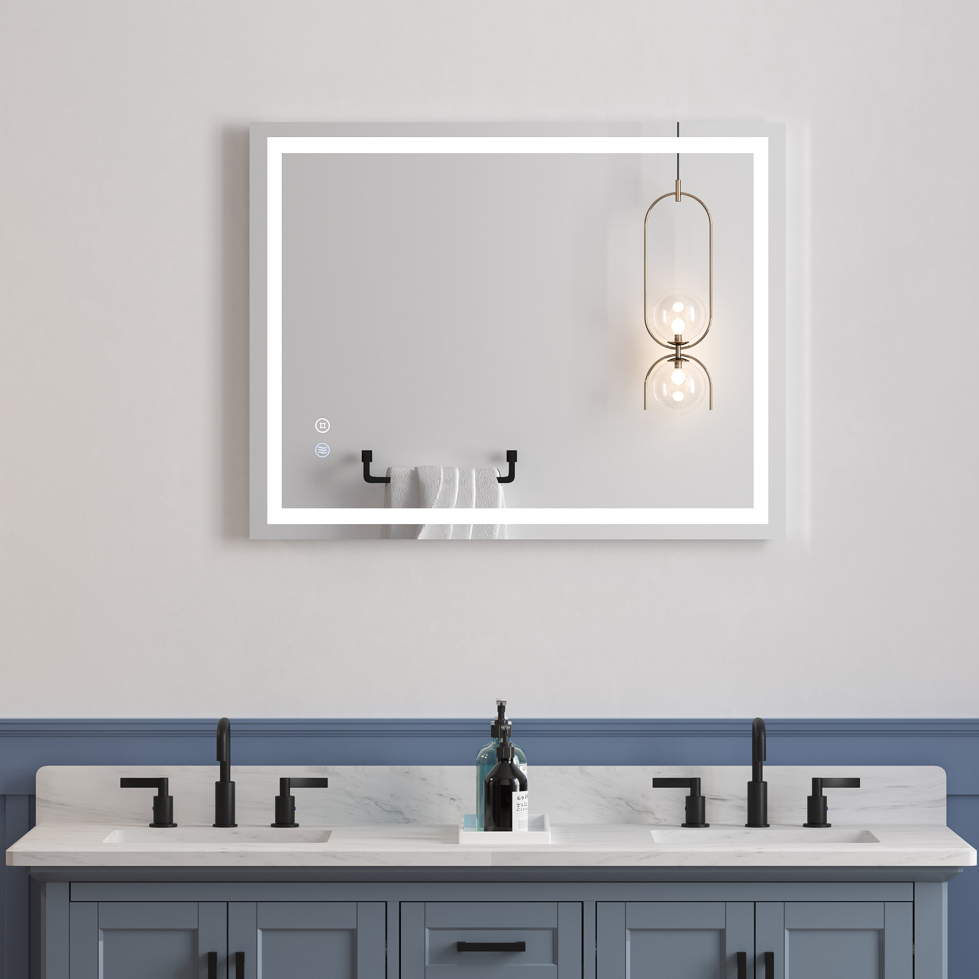 LED Mirror with Buddha Design - Warm Light - Rectangular – Flair Glass