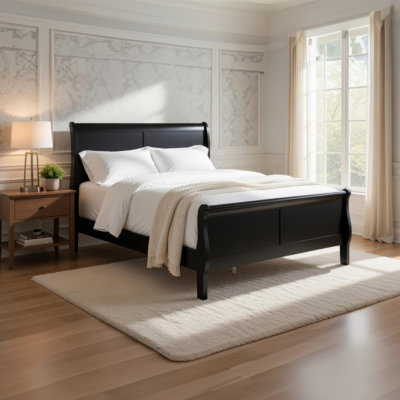 Lit-bateau simple Vele, style Louis Philippe, noir bruni